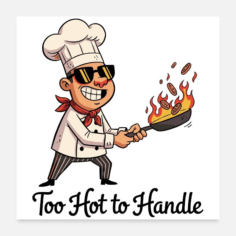 Héros de cuisine avec poêle à feu Poster 60 x 60 cm