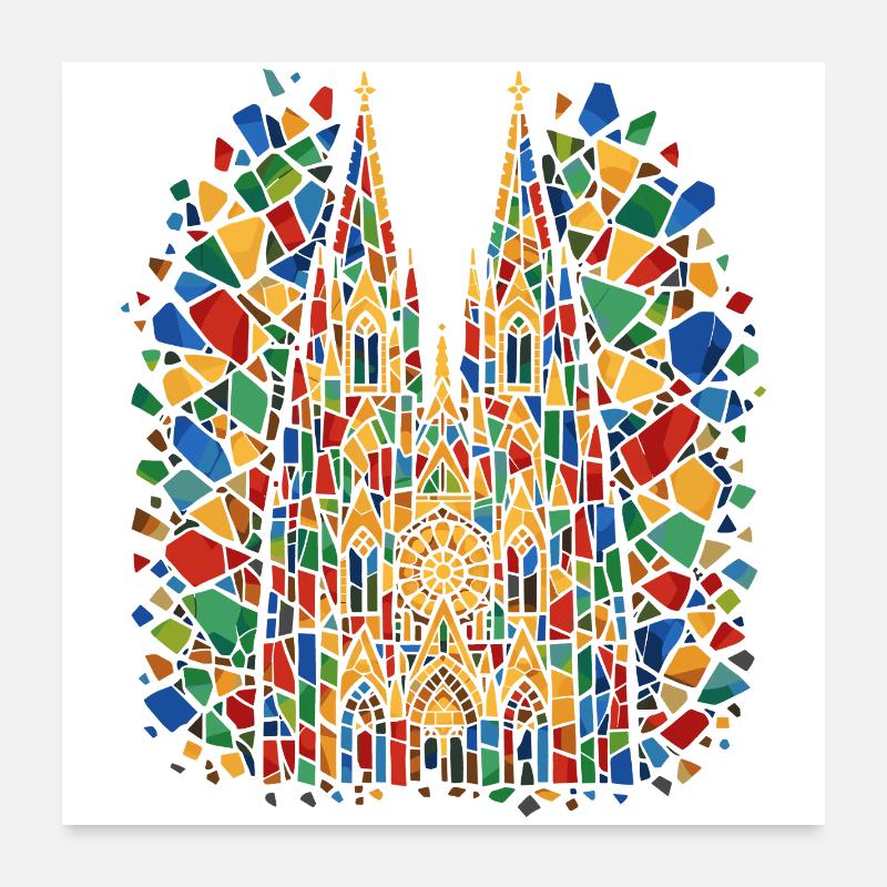 Cathédrale de Cologne Carnaval Confettis Costume Carnaval Poster 60 x 60 cm