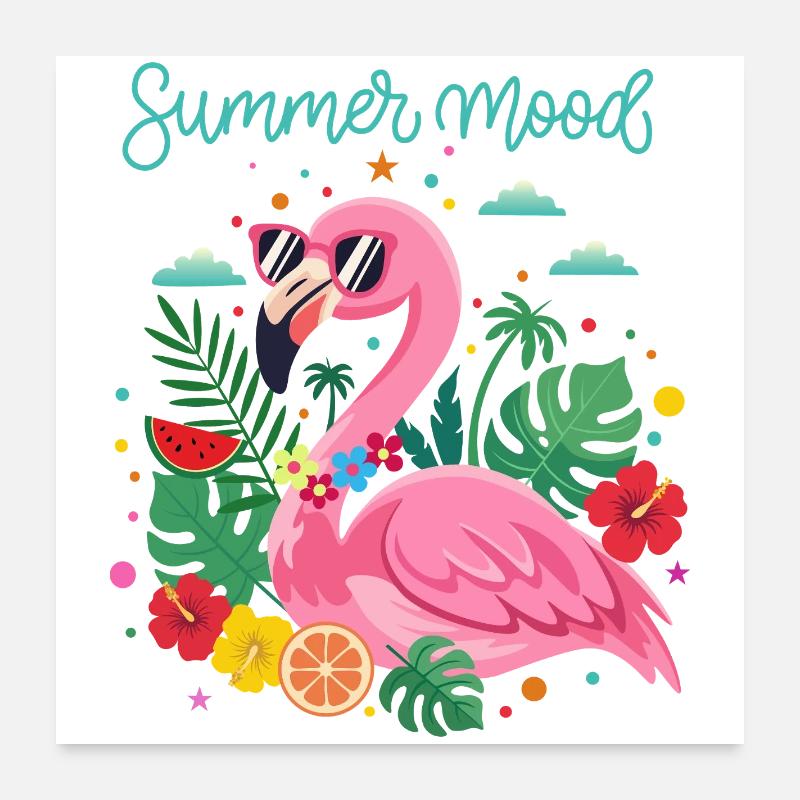 Sommerflamingo-Druck Poster 60x60 cm