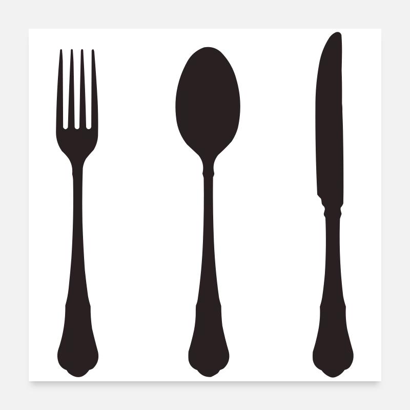 Silhouette minimaliste de couverts Poster 60 x 60 cm