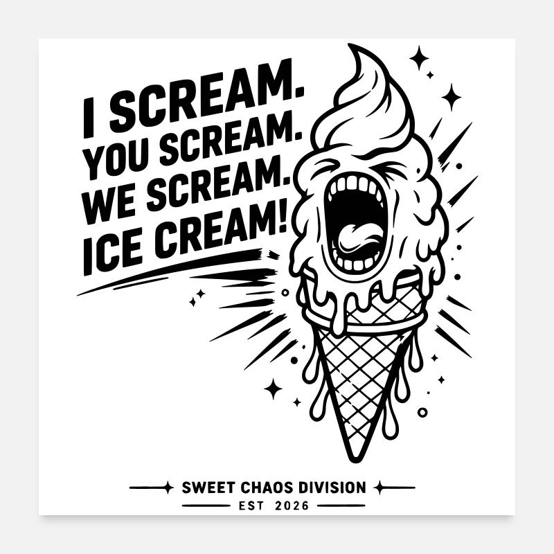 Je crie. Tu cries. On crie. Glace. Poster 60 x 60 cm