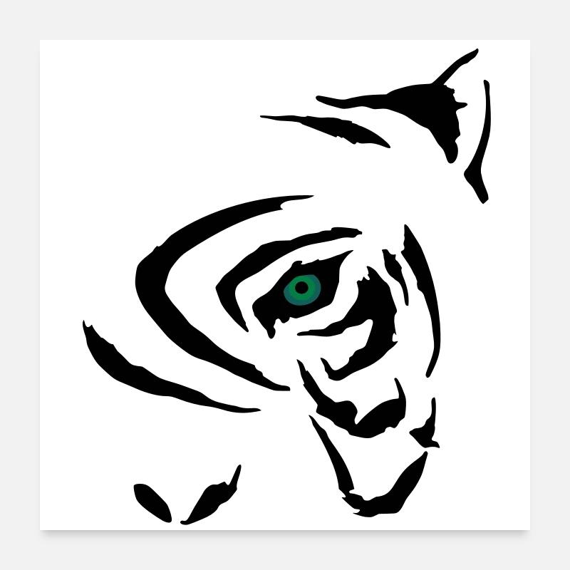 Oeil de tigre Mystérieux Graphique - Poster 60 x 60 cm - blanc