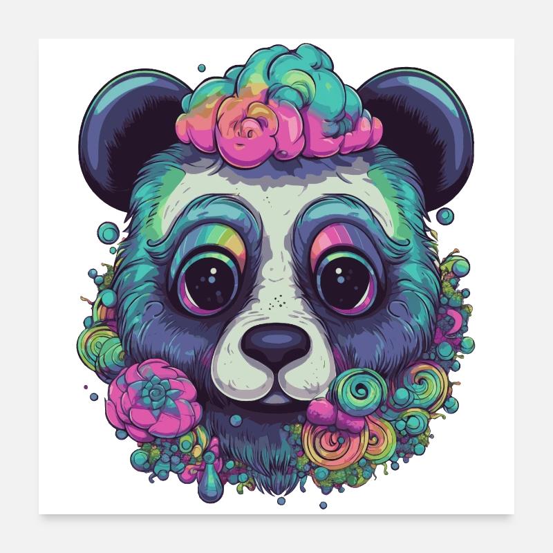 Psychedelic Panda Poster 24" x 24" (60x60 cm)