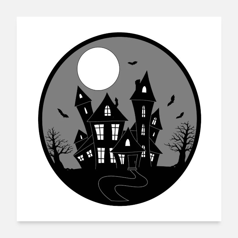 Maison hantée - Poster 60 x 60 cm - blanc