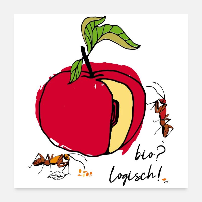 Organic, apple with ants Poster 24" x 24" (60x60 cm)