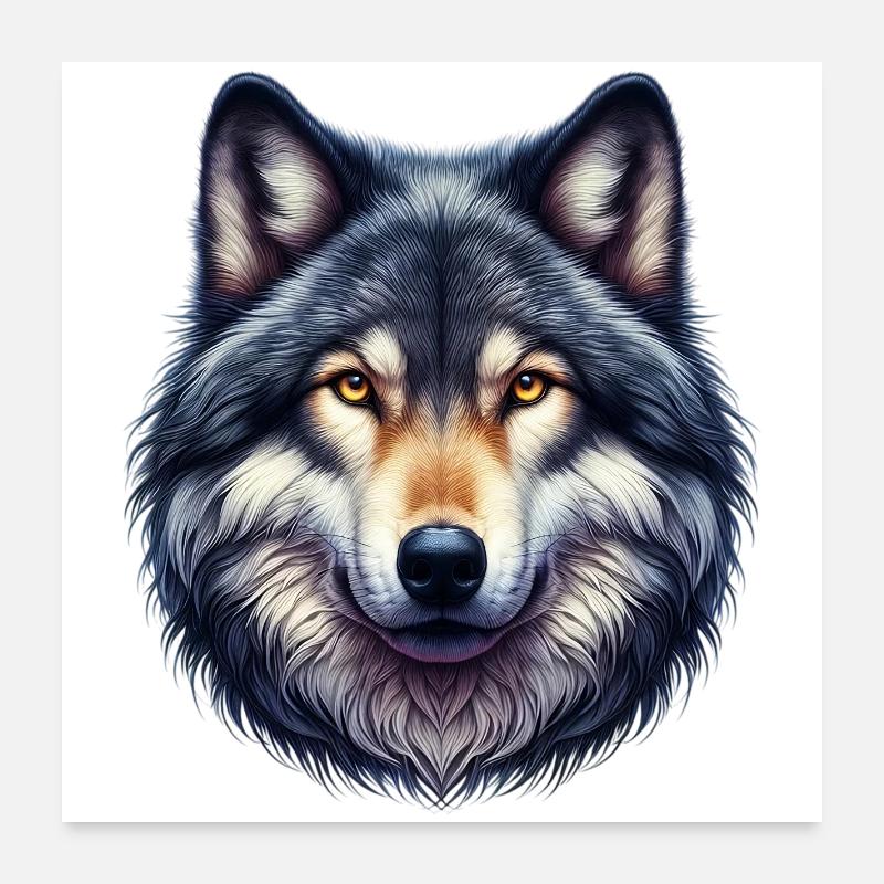 Wolf - Poster 60x60 cm - Weiß