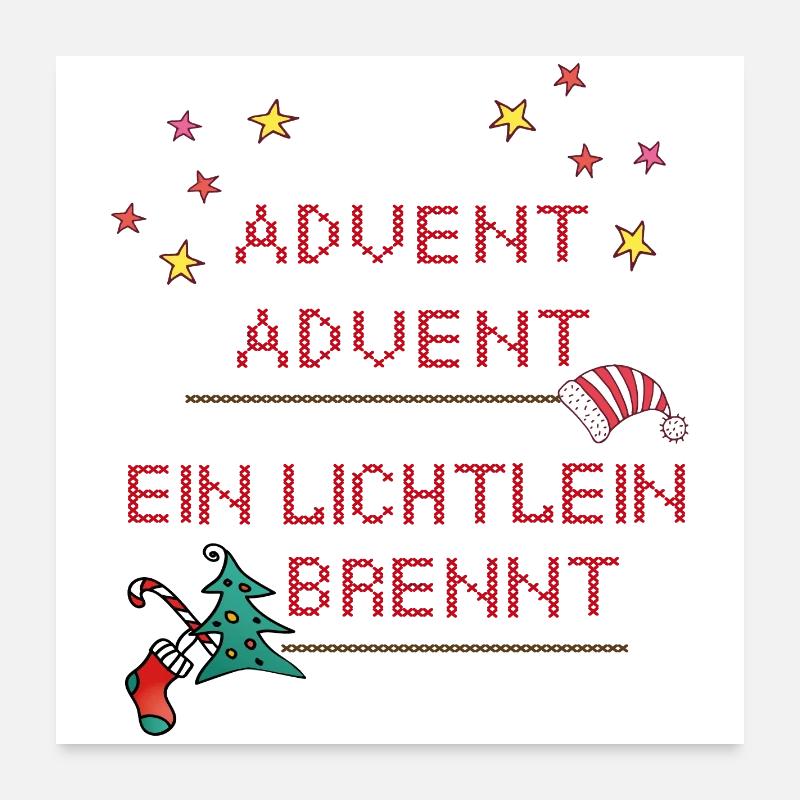 Advent Advent, Weihnachten - Poster 60x60 cm - Weiß