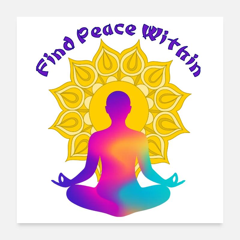 Find a Peace Within Mandala Glow Poster 24" x 24" (60x60 cm)