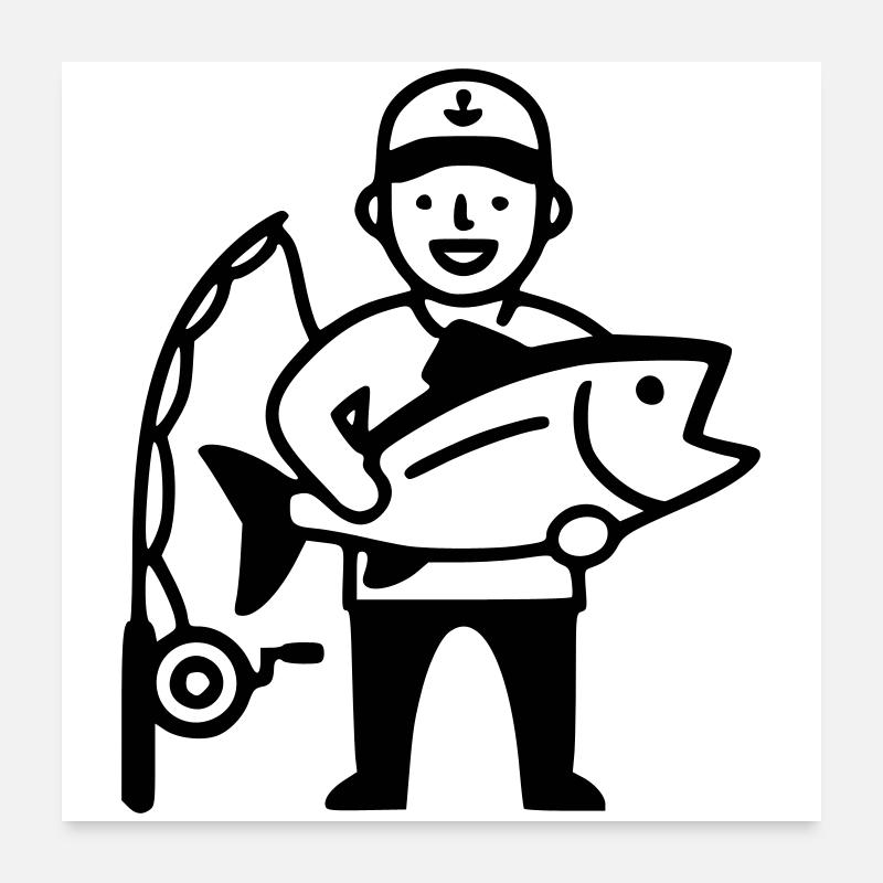 Pêcheur-fier-pêcheur-grosse-prise-2 Poster 60 x 60 cm