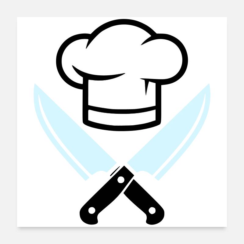 Chef's Hat Knife Logo Poster 24" x 24" (60x60 cm)