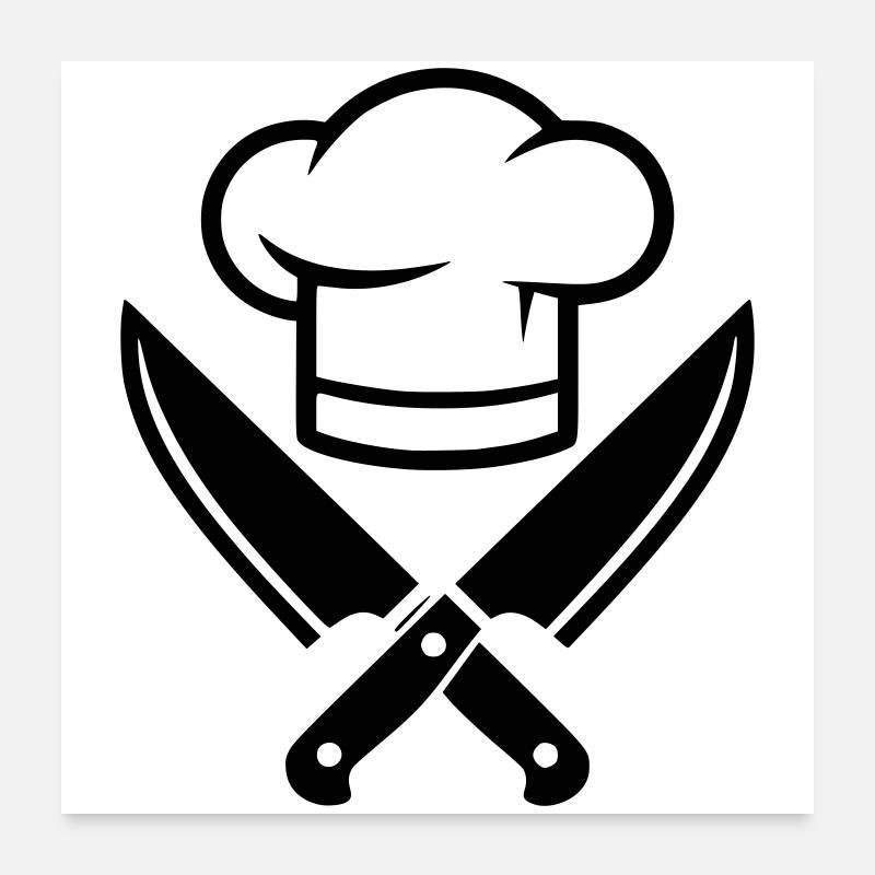 Chef's Hat Knife Silhouette Poster 24" x 24" (60x60 cm)