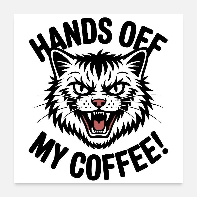 Grumpy Kaffeekatze Poster 60x60 cm