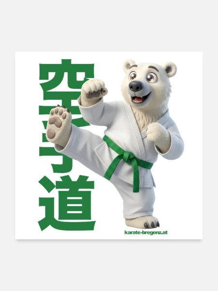 Karate Eisbär - Poster 60x60 cm - Weiß - Vorne