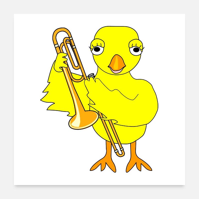 Poussin trombone Poster 60 x 60 cm