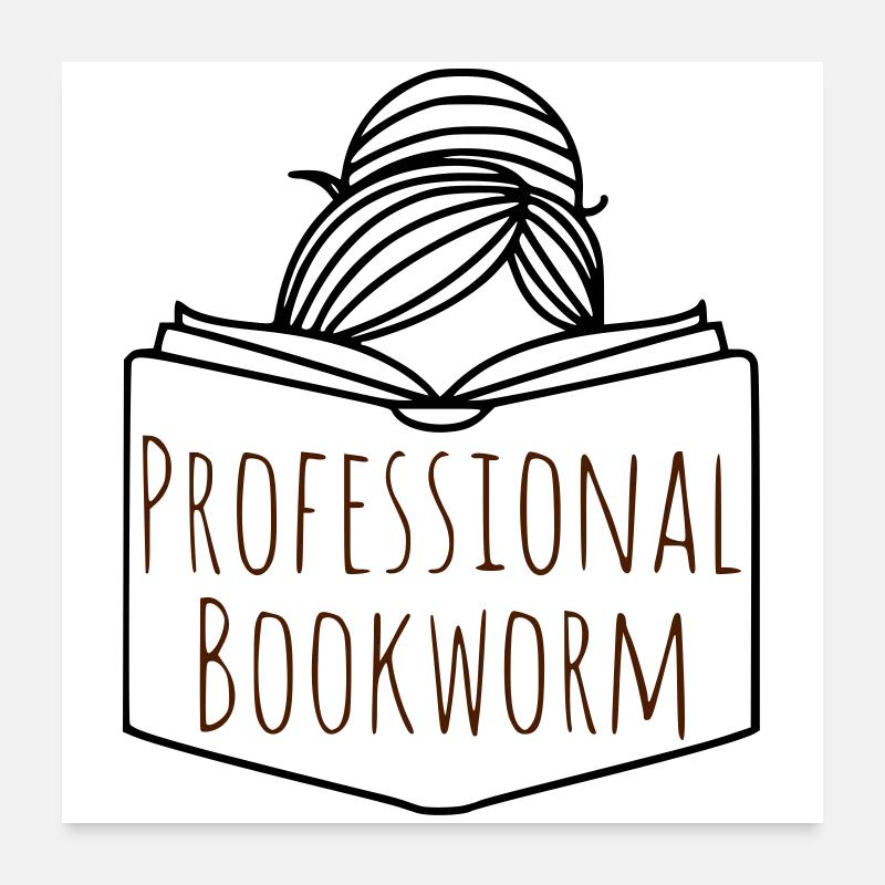 Professioneller Bücherwurm Poster 60x60 cm