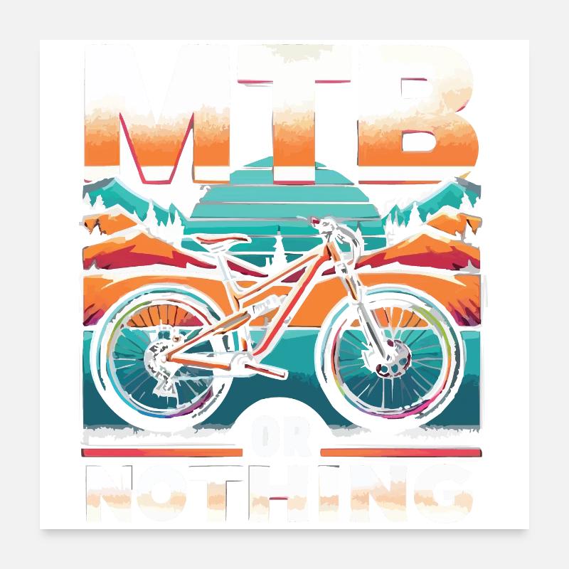 Vibrant Mountain Bike Sunset Design Poster 24" x 24" (60x60 cm)