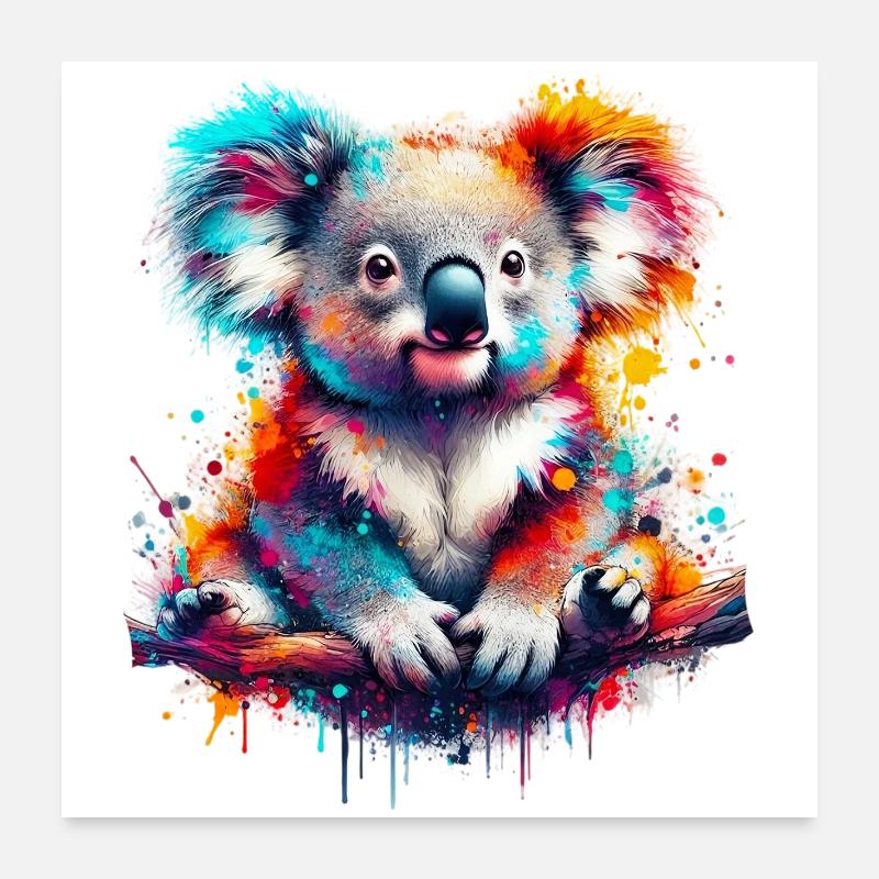 Koala - Poster 60x60 cm - Weiß