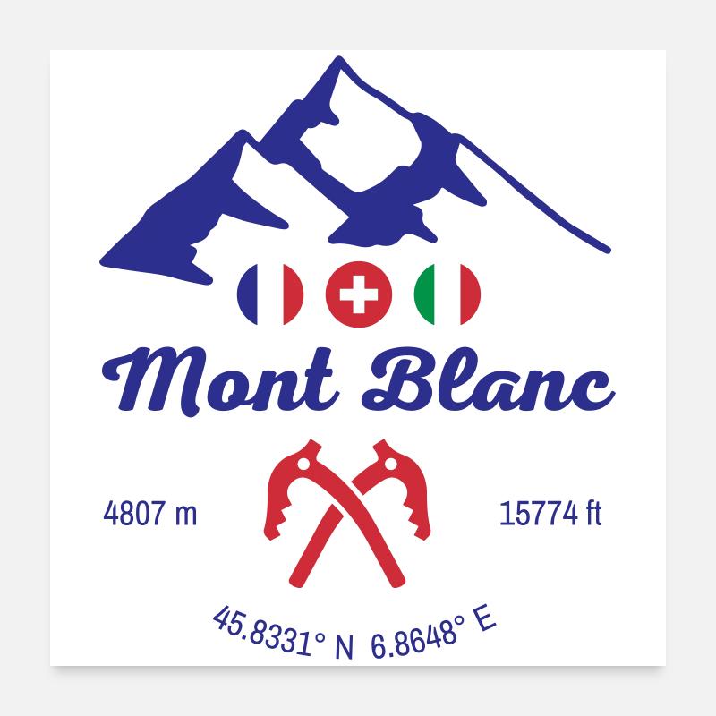 Mont Blanc Alps Highest Mountain Poster 24" x 24" (60x60 cm)