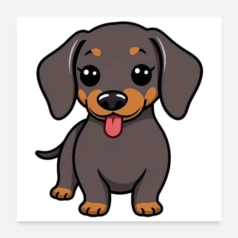 Chien teckel - Poster 60 x 60 cm - blanc