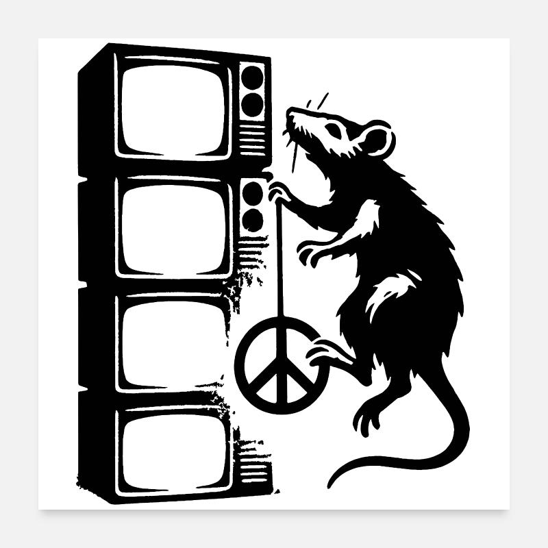 Ratte mit Bildschirm Poster 60x60 cm
