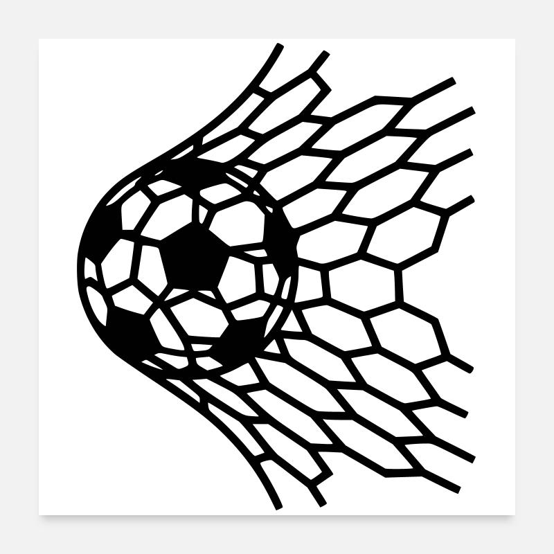 Goal Soccer Ball in Net Hit Vector Poster 24" x 24" (60x60 cm)