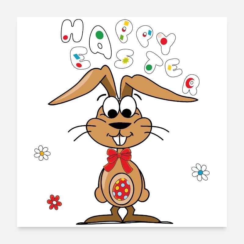 Osterhase mit buntem Ei Poster 60x60 cm