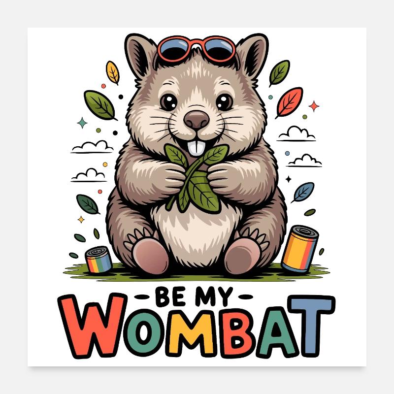 Doux amour de Wombat Poster 60 x 60 cm