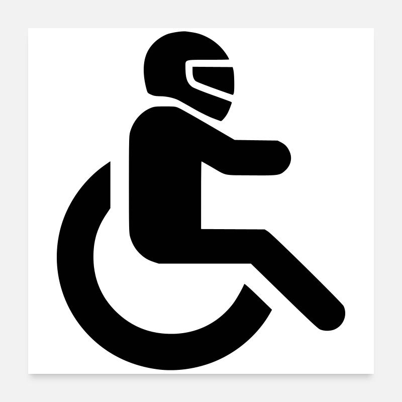 Utilisateur d’un fauteuil roulant avec casque pour rouleau WCMX* Poster 60 x 60 cm