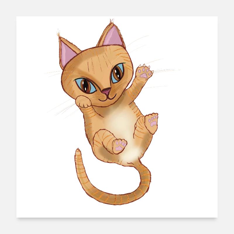 Chaton Orange mignon Poster 60 x 60 cm