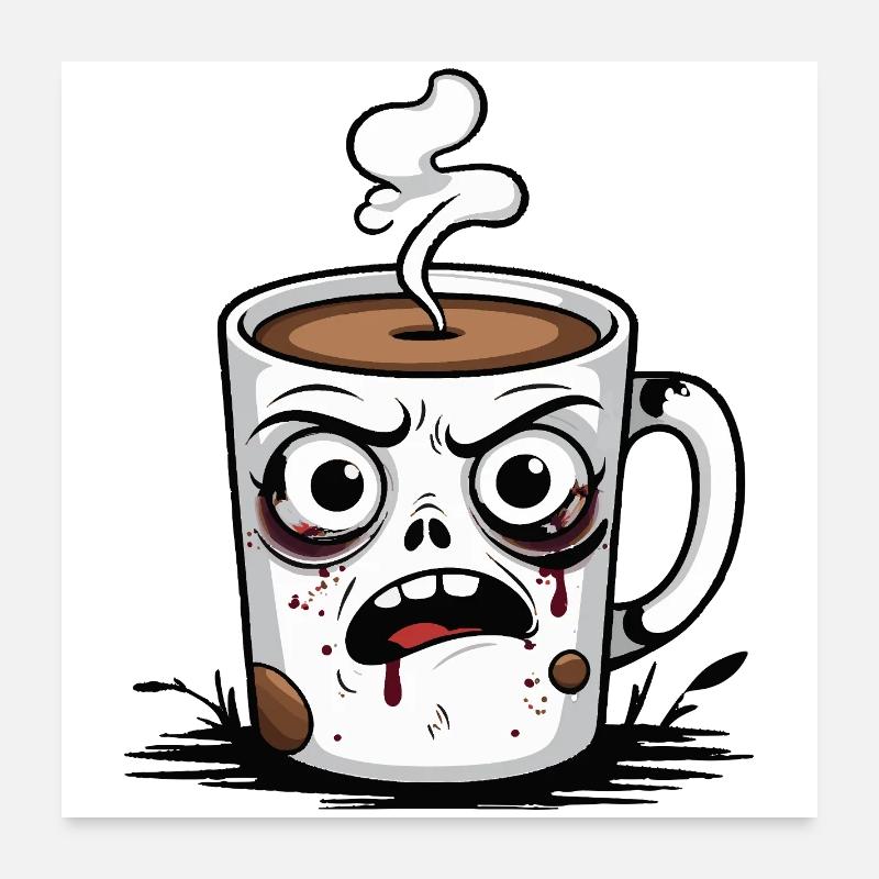 Zombie Coffee Mug Poster 24" x 24" (60x60 cm)