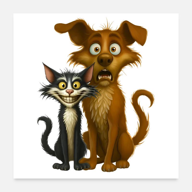 Illustration expressive de dessins animés pour animaux de compagnie Poster 60 x 60 cm