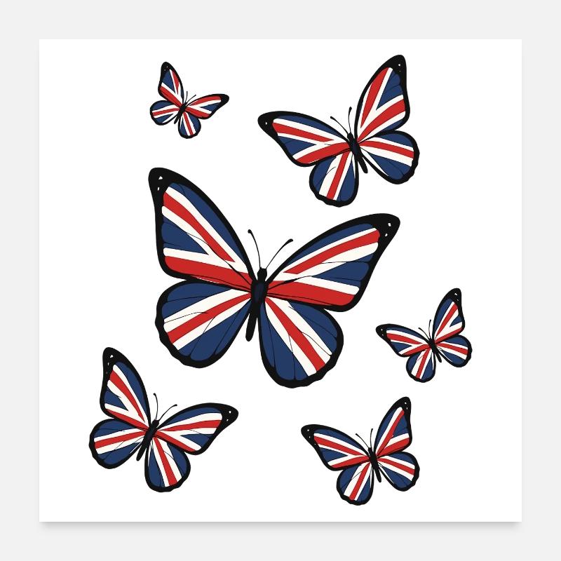 Union Jack Butterflies Poster 24" x 24" (60x60 cm)