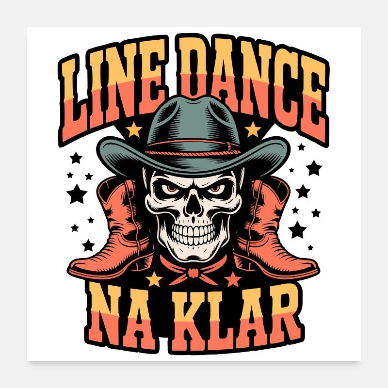 Line Dance Schädel Rodeo Poster 60x60 cm