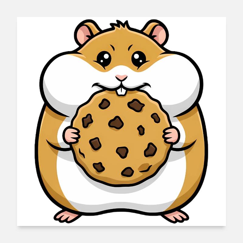 Dessin animé Hamster avec Cookie Poster 60 x 60 cm