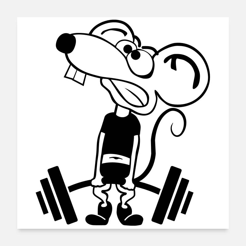 Pump Maus kontur 1c - Poster 60 x 60 cm - blanc