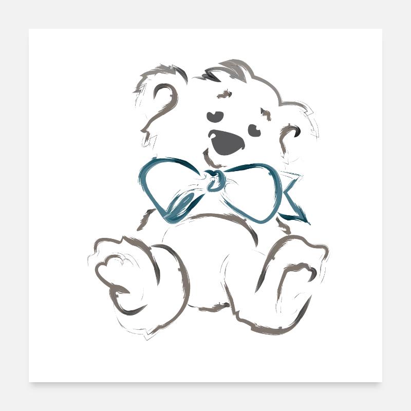 Teddy bear with bow Poster 24" x 24" (60x60 cm)