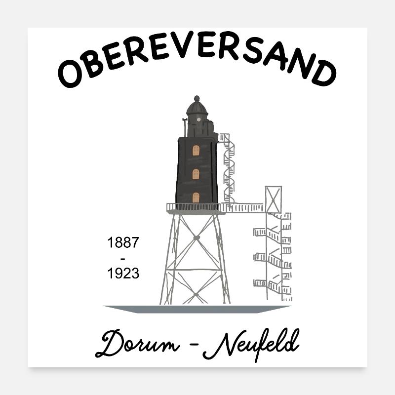 Leuchtturm Obereversand, Dorum- Neufeld, Nordsee Poster 60x60 cm