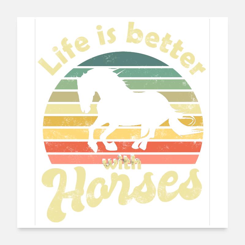 Chevaux à cheval Poster 60 x 60 cm