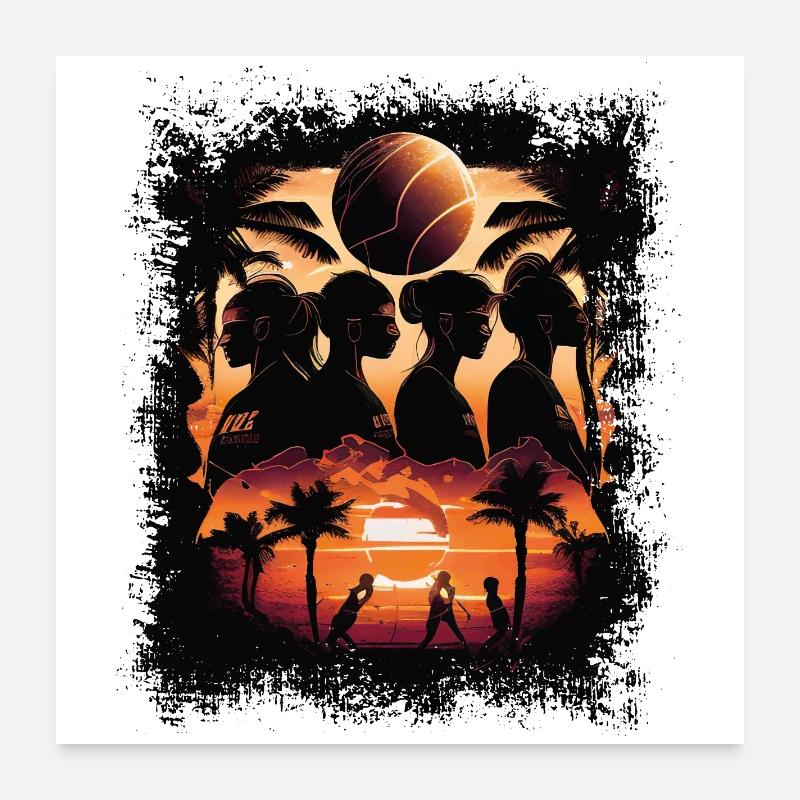 Beach Volleyball - Poster 60x60 cm - Weiß