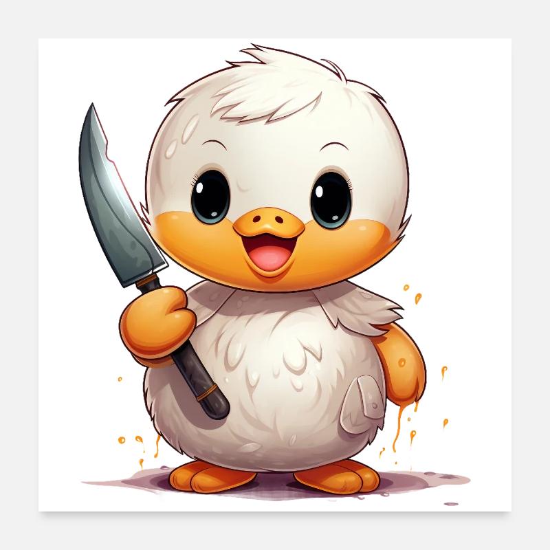 Canard mignon avec couteau Poster 60 x 60 cm