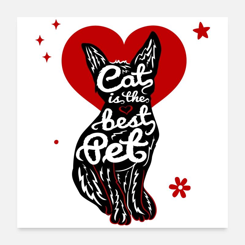 Katze mit Herz Poster 60x60 cm