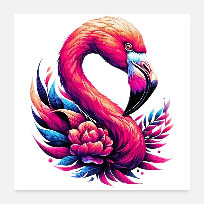 Flamant Poster 60 x 60 cm