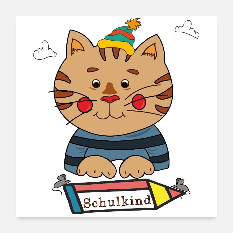 Chat écolier Poster 60 x 60 cm