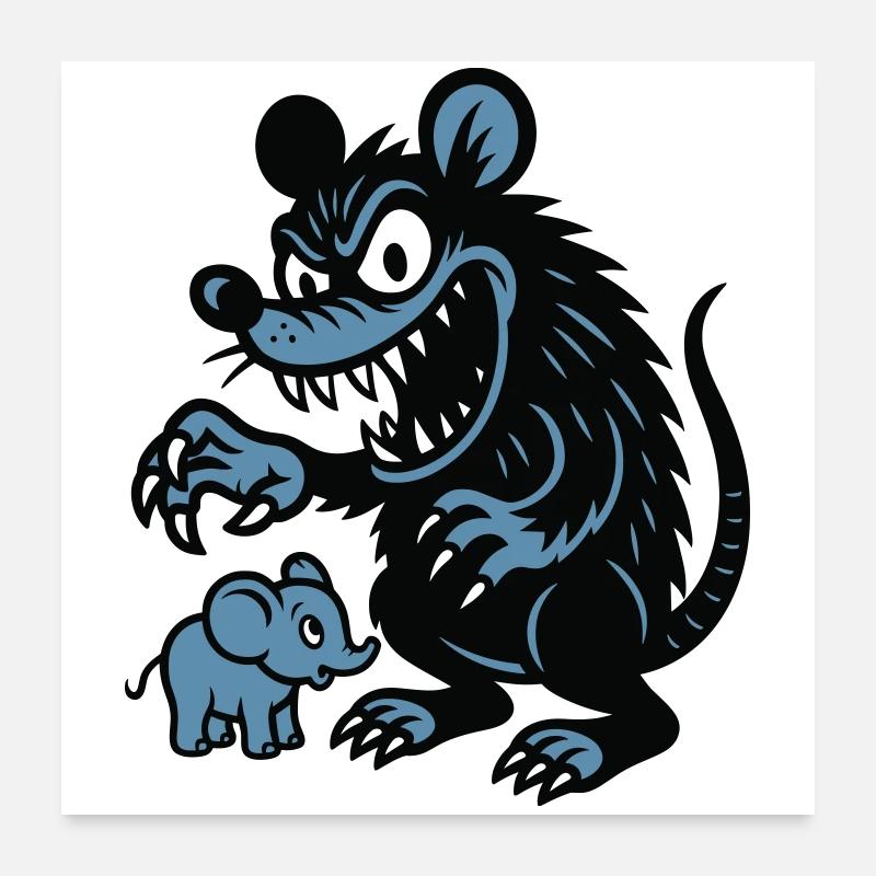 Rat géant et petit éléphant Poster 60 x 60 cm