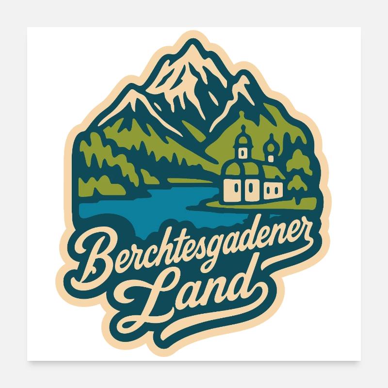 Berchtesgadener Land - Poster 60x60 cm - Weiß