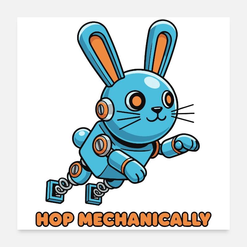 Blue Mechanical Hoppbunny Poster 24" x 24" (60x60 cm)