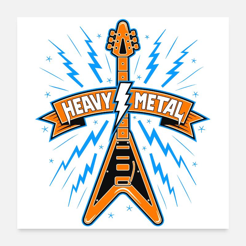 Heavy Metal Banner with Guitar Poster 24" x 24" (60x60 cm)