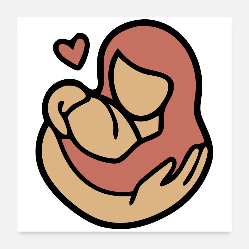 Étreinte Mère-Enfant Amour Poster 60 x 60 cm