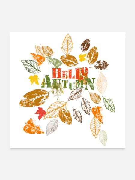 Hallo Herbst - Poster 60x60 cm - Weiß