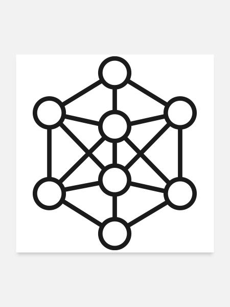 Neuronales Netzwerkleitungssymbol - Poster 60x60 cm - Weiß - Vorne